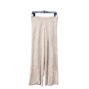 Nasty Gal Knit Lounge Pants Diamond Embroidered Wide Leg Tan Medium